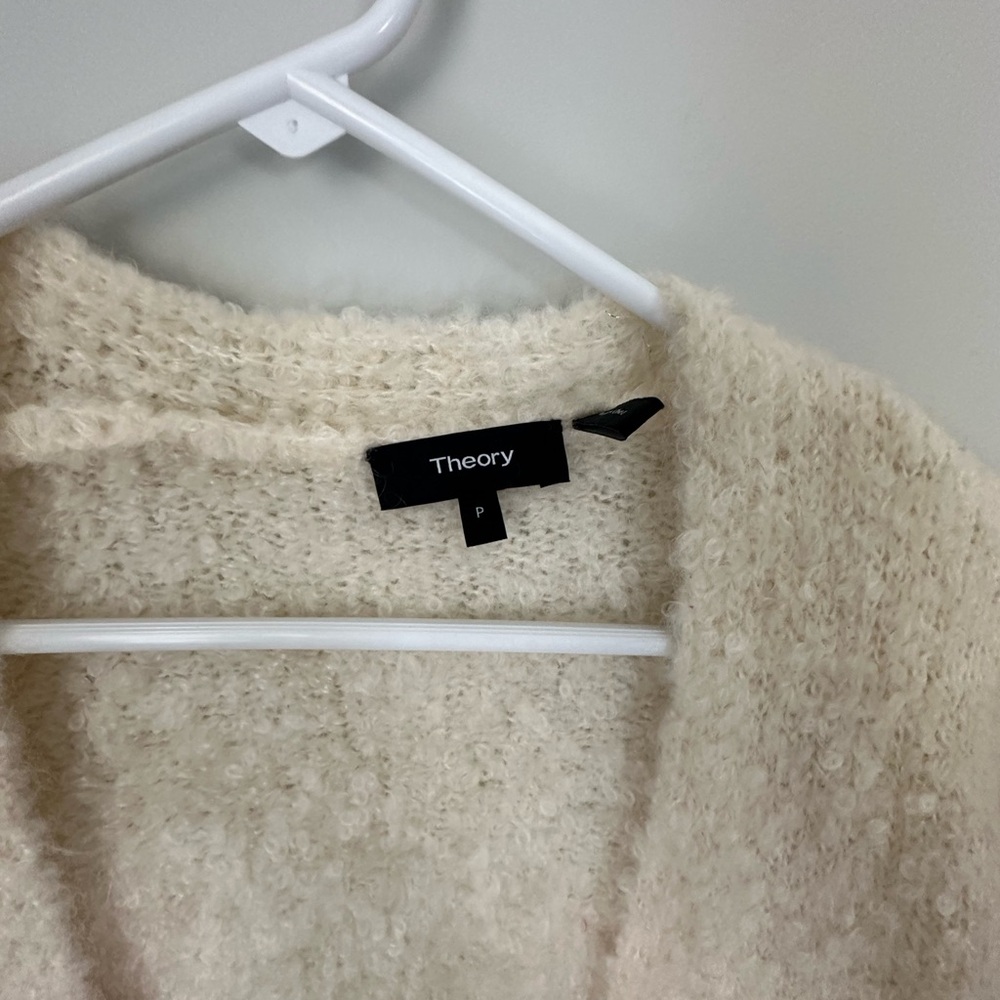 Theory off-white open long cardigan
